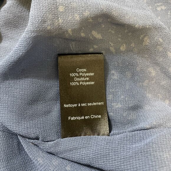 ASTR the Label Mini Dress Ditsy Floral Long Sleeve Ruched Ruffle Hem Blue Large - Picture 9 of 9